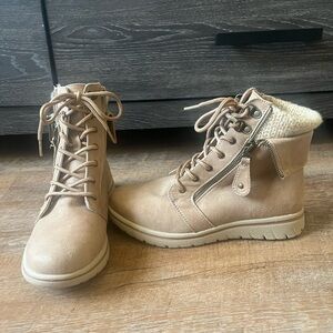Tan Lace-Up Ankle Boots